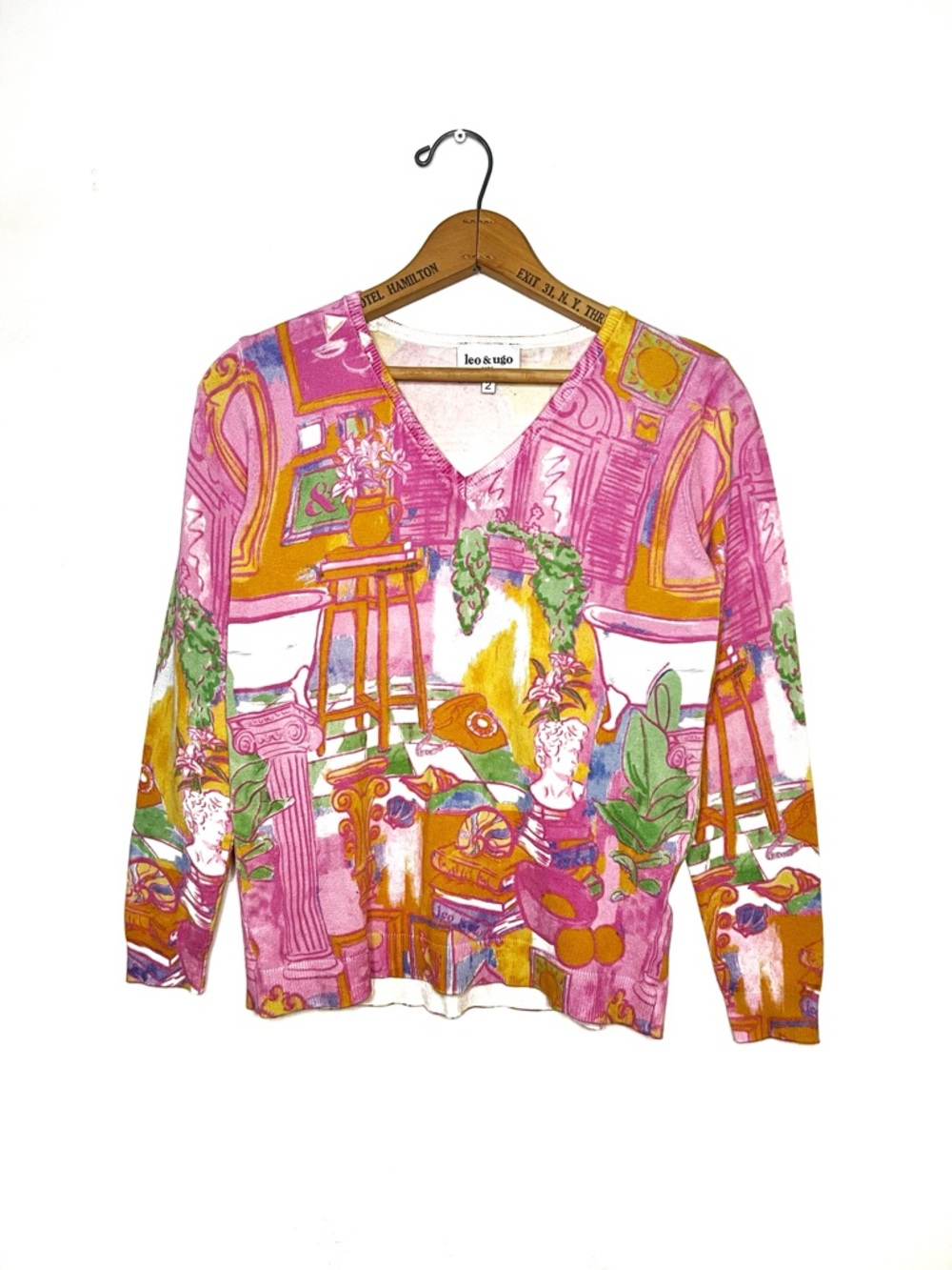 Leo & Ugo Paris | Surrealist Patterned V-Neck Sweater